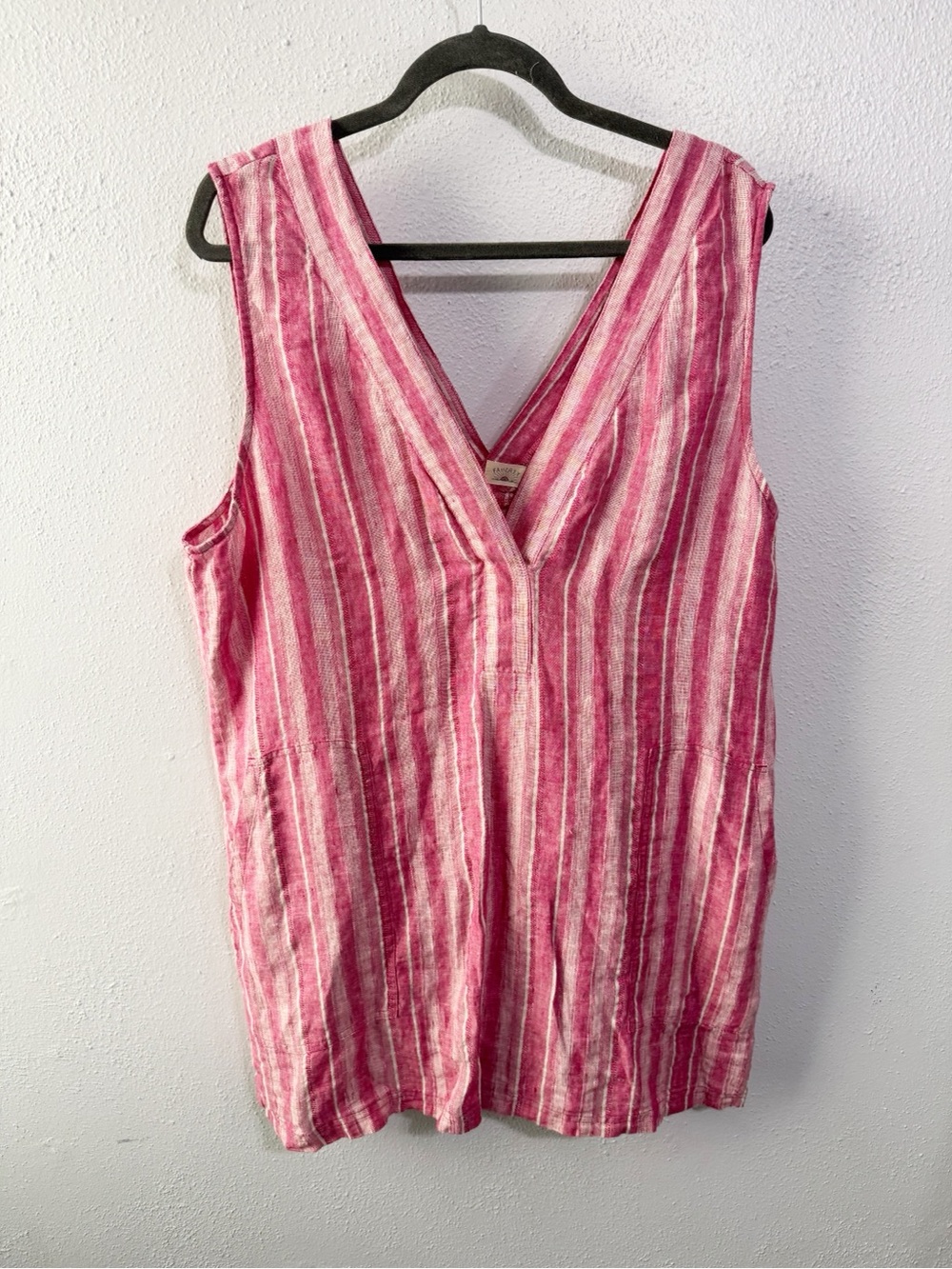 Faherty Pink and White Striped Sleeveless Mini Dress linen xl